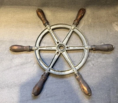 Vintage Perko 16" Ship Boat Wheel Steering Helm Nautical Metal Wood Handles - Image 1 of 4