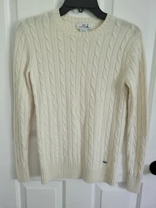 Vineyard Vines Damen Creme Kaschmir Wollmischung Zopfstrickpullover Größe XS - Bild 1 von 7