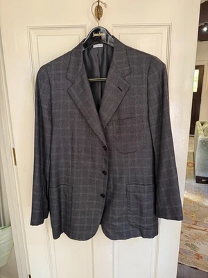 Chaqueta Brioni Nomenento talla 42/44 cachemir carbón ventana  Foto 1 de 3