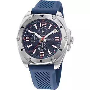 Mens Wristwatch NAUTICA TIN CAN BAY NAPTCS224 Multifunctions Silicone Blue - Picture 1 of 1