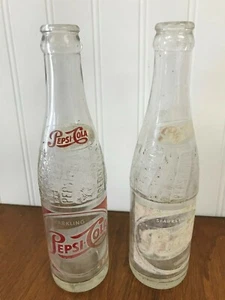 2 Vintage Glass Sparkling Pepsi Cola Bottles 8 Oz. - Picture 1 of 8
