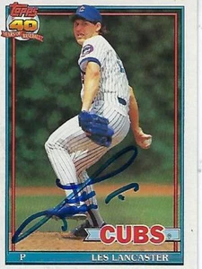 LES LANCASTER 1991 FIRMADO TOPPS #86 - CHICAGO CUBS - Imagen 1 de 1