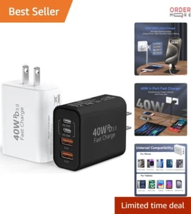 USB C Wall Charger 40W 4-Port Fast Charging Power Adapter for Phone Tablets - Picture 1 of 9