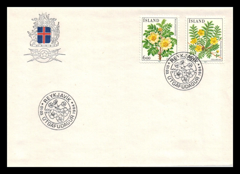 Islandia 1984 FDC, Flores VI. Hierba Burnet Rose/Plata. Lote #1. Foto 1 de 2