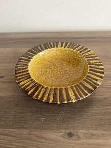 vintage ceramic ashtray italy Heavy Handmade 60s 70s bitossi style yellow orange - Picture 1 of 21