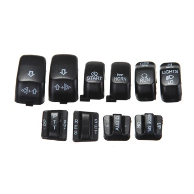 10x Black Hand Control Switch Buttons Caps For Harley Touring Road Glide 96-2013 - Image 1 of 4