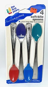 First Years 4 Soft Bite Baby Infant Spoons 1995 VTG Vintage Multicolor 6 Months - Picture 1 of 4