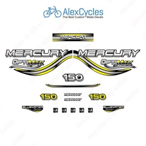 Mercury OptiMax Bluewater 150 HP Yellow Outboard Laminated Decals Stickers Kit - Bild 1 von 1