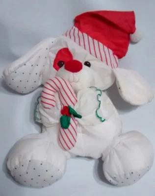 Vintage Fisher Price Puffalump White Christmas Puppy Dog Plush Toy Holiday Santa - Image 1 of 4