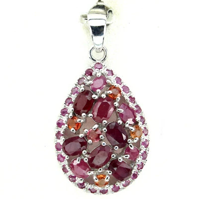 Rubin Saphir Anhänger 925 Silber 585 Weißgold vergoldet - Bild 1 von 2