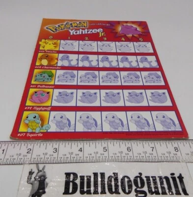 1999 Yahtzee Jr Pokemon Board Game Replacement Board Part Only - Image 1 of 3