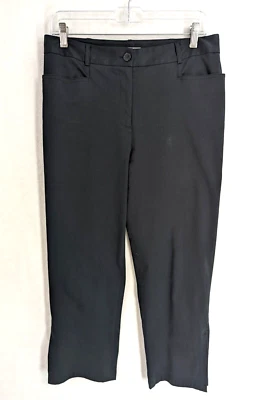 Real Clothes women's 8 black straight cotton stretch pants with side slits - Image 1 of 4