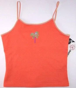 Camiseta sin mangas tejida naranja Christie Brooks para niñas con diseño metálico de palmera, XL (16) NUEVA CON ETIQUETAS - Imagen 1 de 2