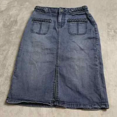 Earl Jean Denim Skirt Women's Size 0 Blue Braided Waist Pockets Casual! - Image 1 of 4