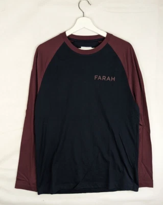 Camiseta Farah Ken Slim Fit Estampado Manga Larga Negra Roja - Mediana M PVP £35 Foto 1 de 4