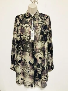 Diesel Damen Kleid XS "DiAmanda" hellbraun schwarz pink künstlerisch langarm Button Down - Bild 1 von 14