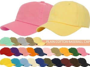 Plain BASEBALL CAP Dad Hat Low Profile Solid Cotton Pigment Adjustable - Picture 1 of 49