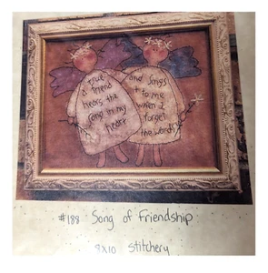 Angel Friendship Pattern Embroidery Stitchery Rustic Primitive Plum Creek, Song - Picture 1 of 6