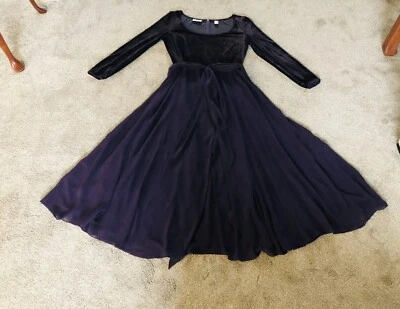 Vestido Dana Buchman Fiesta Elegante Terciopelo 100% Seda Acampanado Talla 14🌟Top Elástico Foto 1 de 4