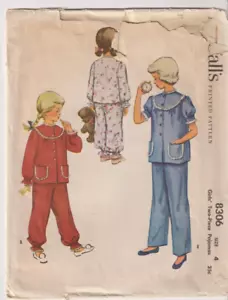 8306 McCALLS c.1950 - PIJAMA EN YUGO - NIÑAS Talla 4 - Imagen 1 de 2
