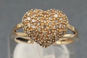 Diamond Heart Shaped 10ct Yellow Gold Ring - Picture 1 of 9