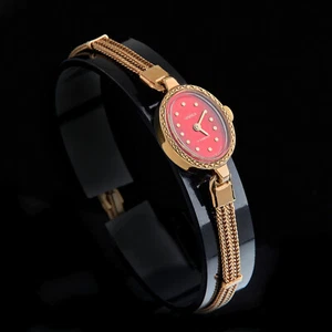 Vintage women's cocktail watch with red dial. Women's Soviet Vintage Wrist Watch - Picture 1 of 8