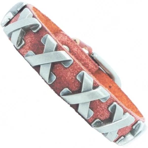 Herren Armband Kunstleder Vintage Surferarmband Braun Nietenarmband Biker - Bild 1 von 8