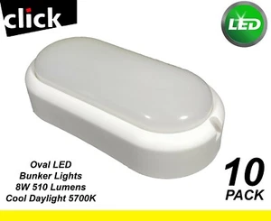 10 x LED Mini Outdoor Bunker Lights White Oval 8W Cool Daylight 5700K 510 Lumens - Picture 1 of 8