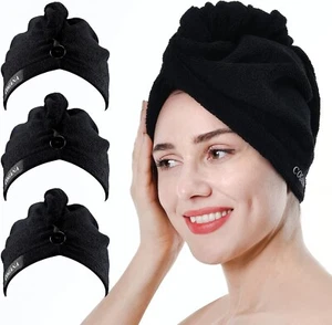 3Pack Microfiber Hair Towels, Hair Towel Wrap for Women, Hair Drying Towel with - Picture 1 of 7