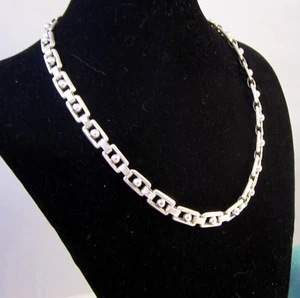 Collar de cadena de eslabones largos de 32,6 gramos de plata esterlina raro Estate vintage - Imagen 1 de 5