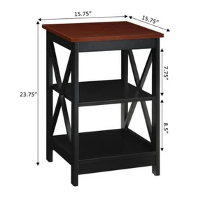 Convenience Concepts End Table 24" H X 15.75" W, Standard Square MDF W/ Shelves - Picture 1 of 4