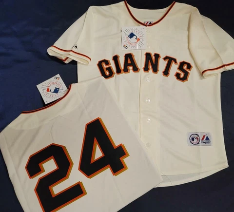 1913 Majestic San Francisco Giants WILLIE MAYS Sewn Baseball JERSEY Creme New Cover