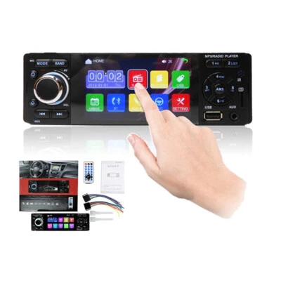 4.1" Single Din Touchscreen Car Radio Audio Stereo Player MP5 USB TF BT AUX 12V - Image 1 of 4