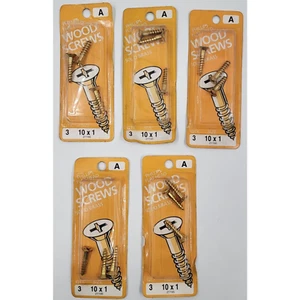 Midwest Fastener #10 X 1" Wood Screws Brass Flat Head Phillips 3 Pk Lot of 5 - Picture 1 of 3