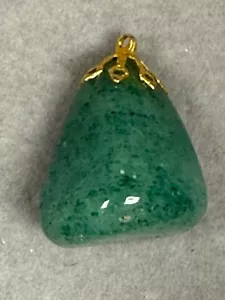Vintage Polished Green Aventurine Stone Classic Fashion Charm Pendant 2342 - Picture 1 of 3