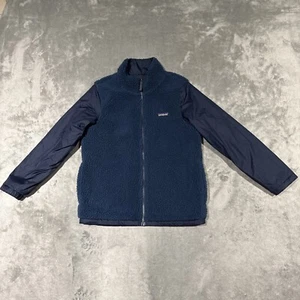 Patagonia Jacket Youth Size M 10 Sherpa Winter Reversible Navy Blue - Picture 1 of 12
