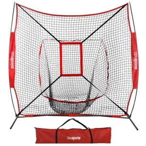 7'×7' Baseball & Softball Practice Net Strike Zone Training Aid W/ Carry Bag - Picture 1 of 10