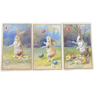 Lot of Three Easter Bunny & Chicks Easter Greetings Vintage Easter Postcards - Picture 1 of 8