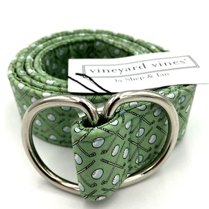 Vineyard Vines Golf Belt Sz L D-ring Green Club & Ball Pattern By Shep & Ian NWT - Picture 1 of 5