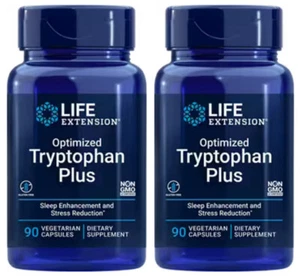 OPTIMIZED TRYPTOPHAN PLUS SLEEP STRESS 2 BOTTLE 180 Veg Caps LIFE EXTENSION - Picture 1 of 12