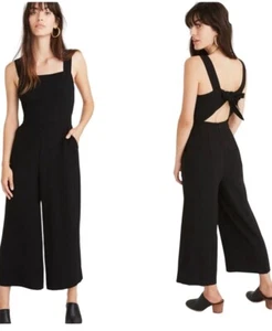 Madewell Apron Bow Back Jumpsuit Tie-Back Wide-Leg Size 16 NWT - Picture 1 of 10