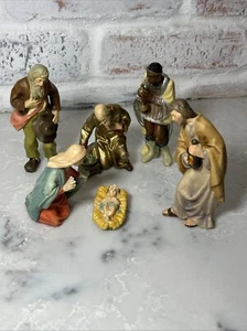 Vintage ANRI Italy 6 Piece Nativity Set Crèche Manger Mary Joseph Baby Jesus - Picture 1 of 16