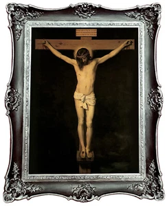 Cristo en la cruz Jesus art Kunstwerk Bild 50x40  Gesú  Mit Rahmen RL13 - Picture 1 of 3
