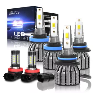 9005+H11+H11 Combo LED Headlight Kit Fog lights Bulbs High Low Beam 12000K White - Picture 1 of 13