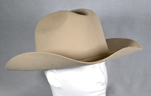 Vintage Bailey Distressed Western Taupe Beaver Cowboy Hat Size 7-5/8 - Picture 1 of 9