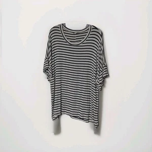 Top de abedul blanco para mujer XL negro blanco a rayas manga corta acampanado Lagenlook  - Imagen 1 de 5