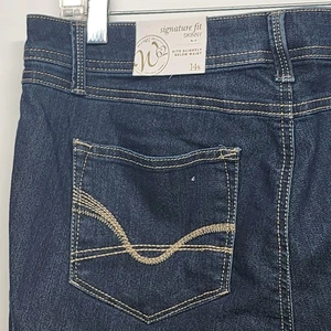 W62 Signature Fit Skinny Boot Cut Blue Denim Jeans Pants Dark Wash Size 14S NWT - Picture 1 of 13