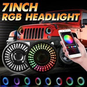 AUXBEAM 2PCS 7inch RGB LED Headlight bluetooth For 90-97 Mazda NA Miata MX5 MX-5 - Picture 1 of 12