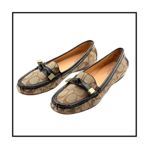Mocasín de conducción Coach Frida Signature C de lona marrón para mujer 7,5 - Imagen 1 de 9