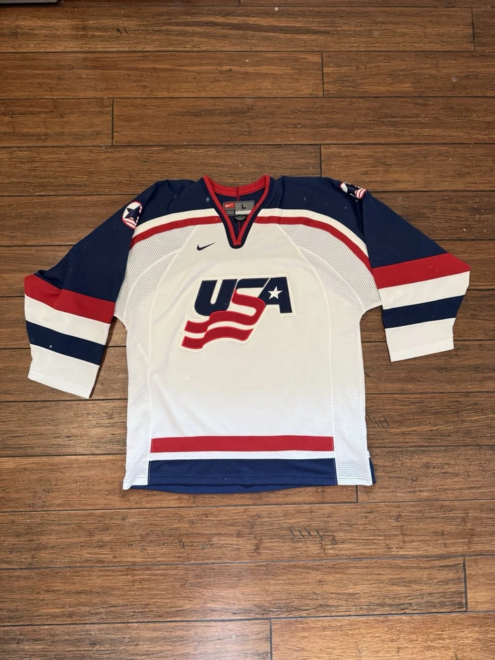 Винтажная олимпийская хоккейная футболка 90-х Nike США, пустая, размер L - Изображение 1 из 4